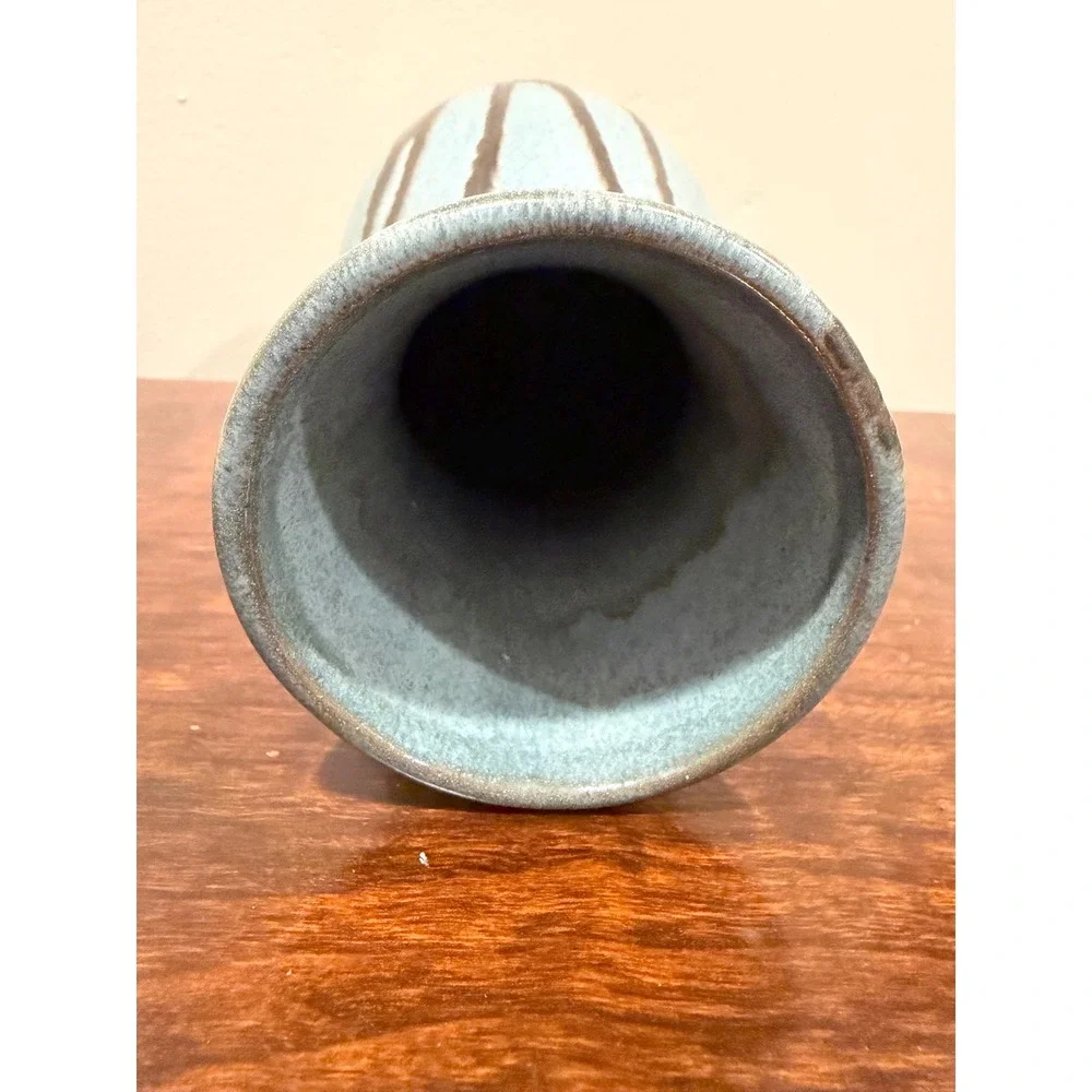 Vintage Blue Mountain Pottery Vase Blue and Brown Drip Glaze
